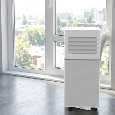 Climatiseur portatif 8-en-1 8000 BTU - Déshumidificateur, ventilateur, affichage à DEL, télécommande, mode de sommeil silencieux, roulettes à 360 ° et ensemble de fenêtre pour chambre / bureau / garage