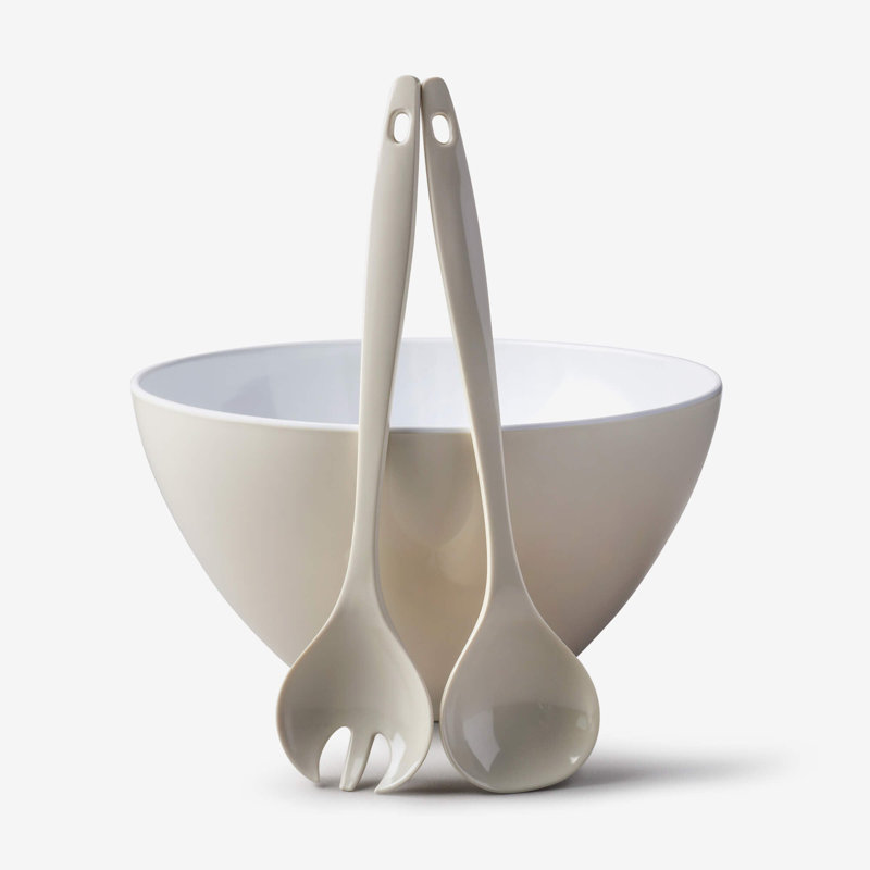 Melamine Salad Bowl and Server Set, Cream