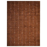 Tapis géométrique tissé à la main en soie brun doré, tapis