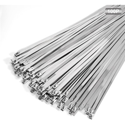 Attache de câble en acier inoxydable en métal de 24 pouces, paquet de 100, attaches à fermeture à glissière auto-verrouillables à haute température 270LBS pour fixation de clôture de véhicule