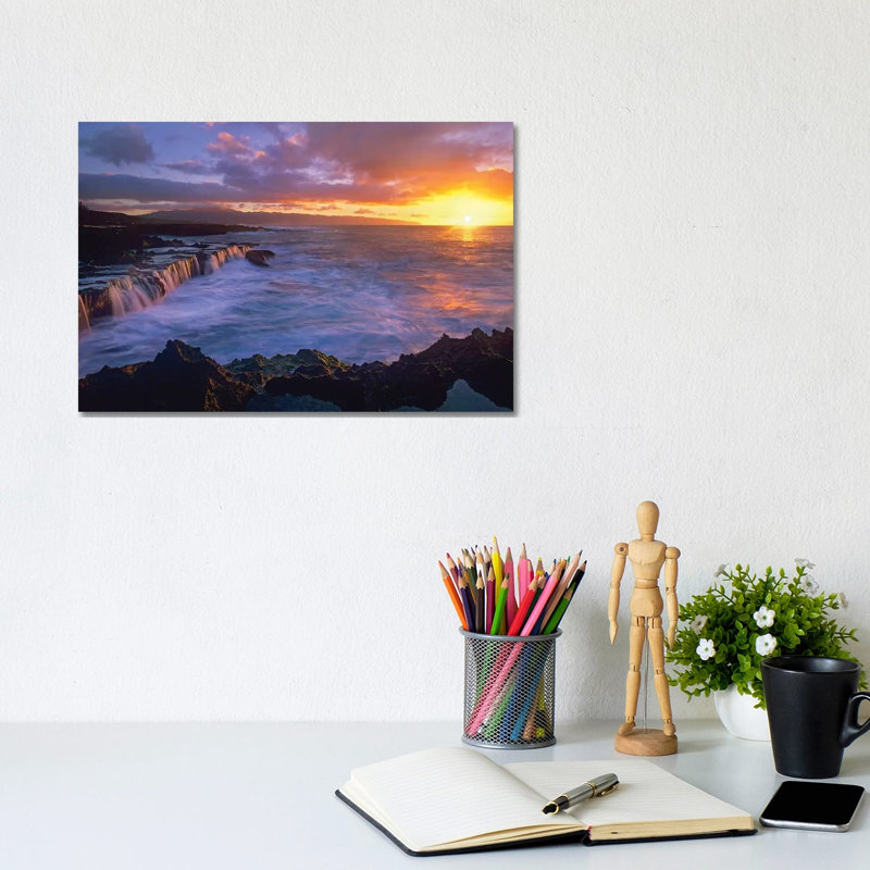 Sunset At Shark's Cove, Oahu, Hawaii by Tim Fitzharris - Wrapped Canvas Print, 20.32 cm H x 30.48 cm W