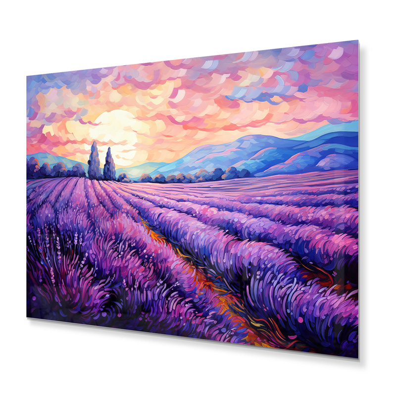Vangogh Lavender Fields II - impression sur métal, H 24 po x l 32 po