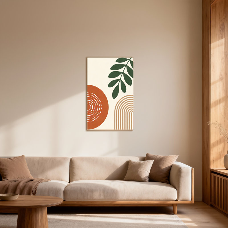 Abstract Leaf Pattern With Circles And Lines, 36" H x 24" W
