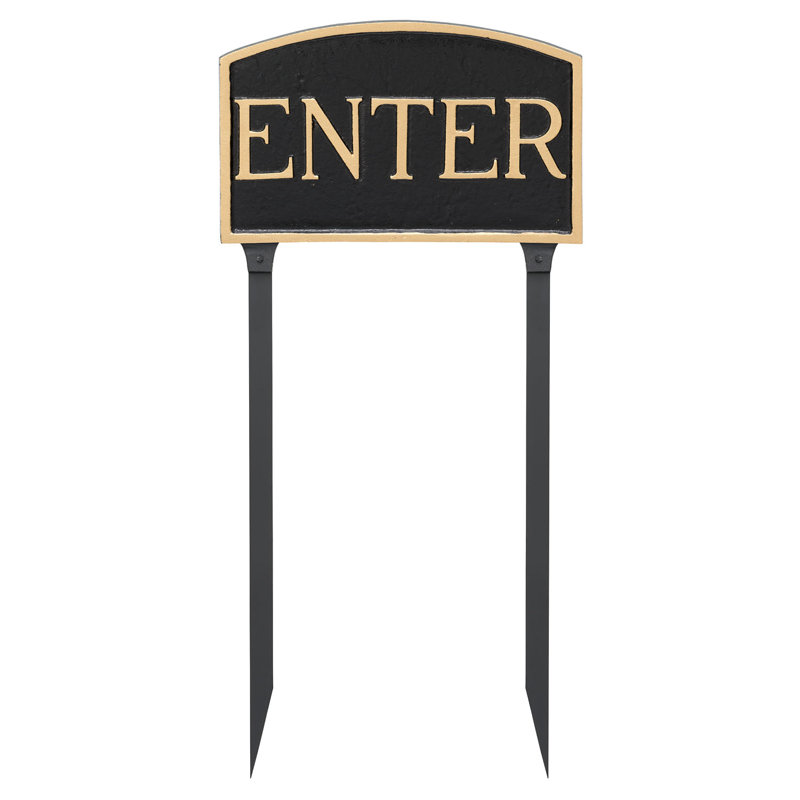 Enter Statement Garden Sign, Black/Gold