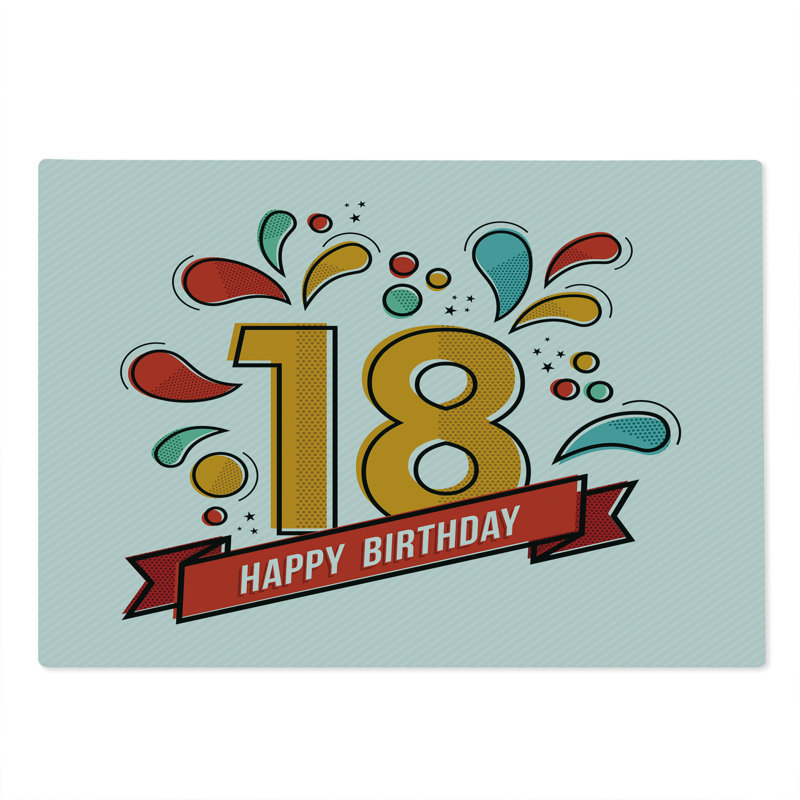Ambesonne Digital Cutting Board Large Size Eighteenth Birthday Multicolor
