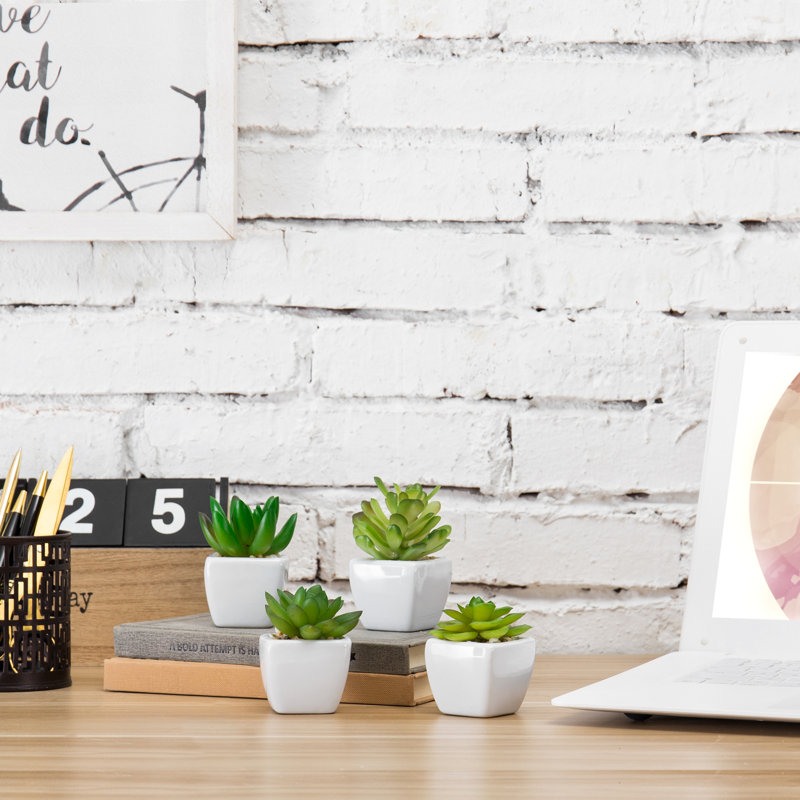 8.3cm Faux Succulent Plant in Ceramic Planter