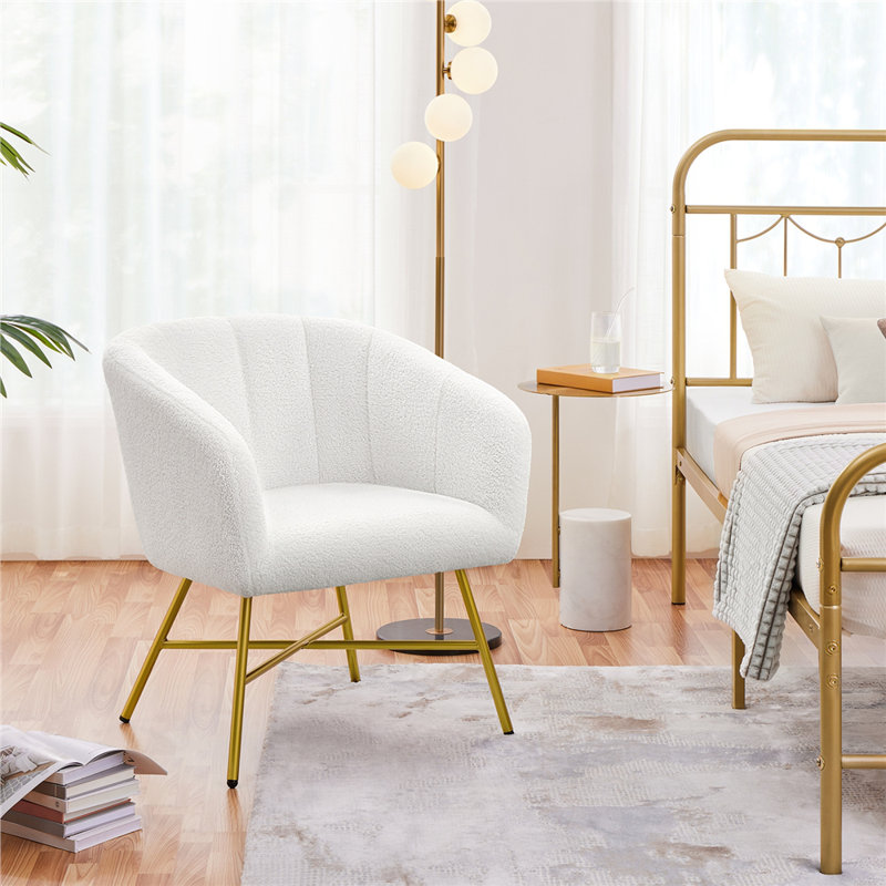 Upholstered Barrel Chair, White