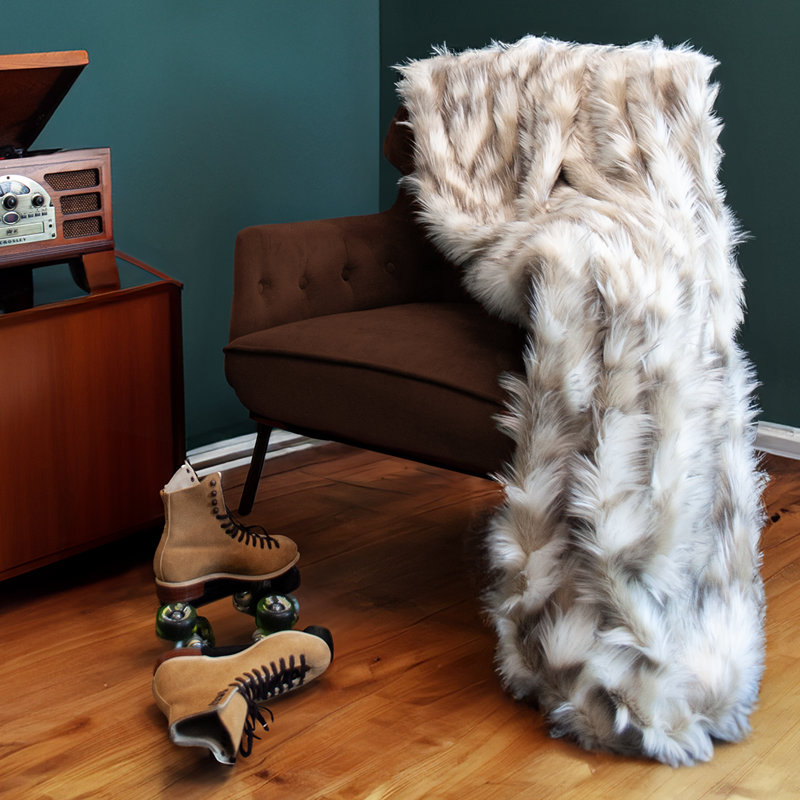 Thomas Collection® Luxury Ivory Beige Soft Faux Fur Throw in Assorted Sizes, 90" W x 108" L