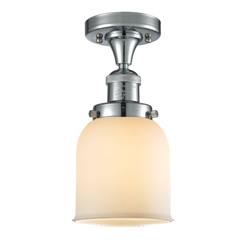 Norberto Glass Semi Flush Mount, Polished Chrome, Matte White Cased