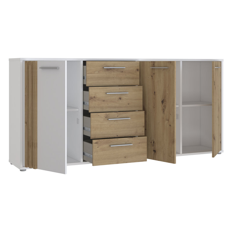 Aundraya 32.1cm Sideboard, Chrome, White/Beige