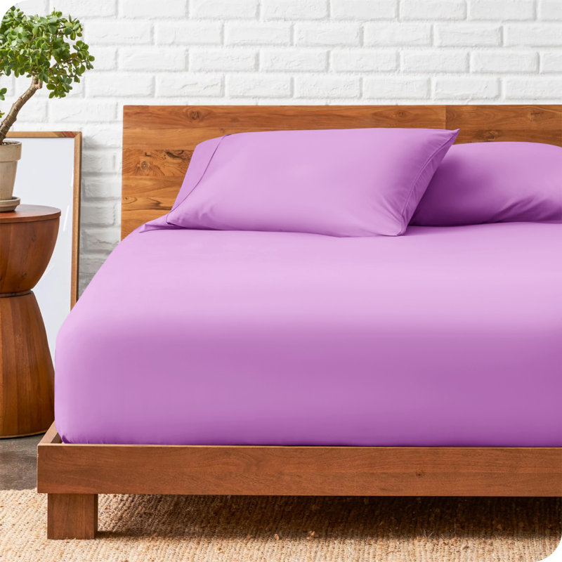 Deep Pocket Microfiber Brushed Fitted Sheet, Double (4'6), Purple
