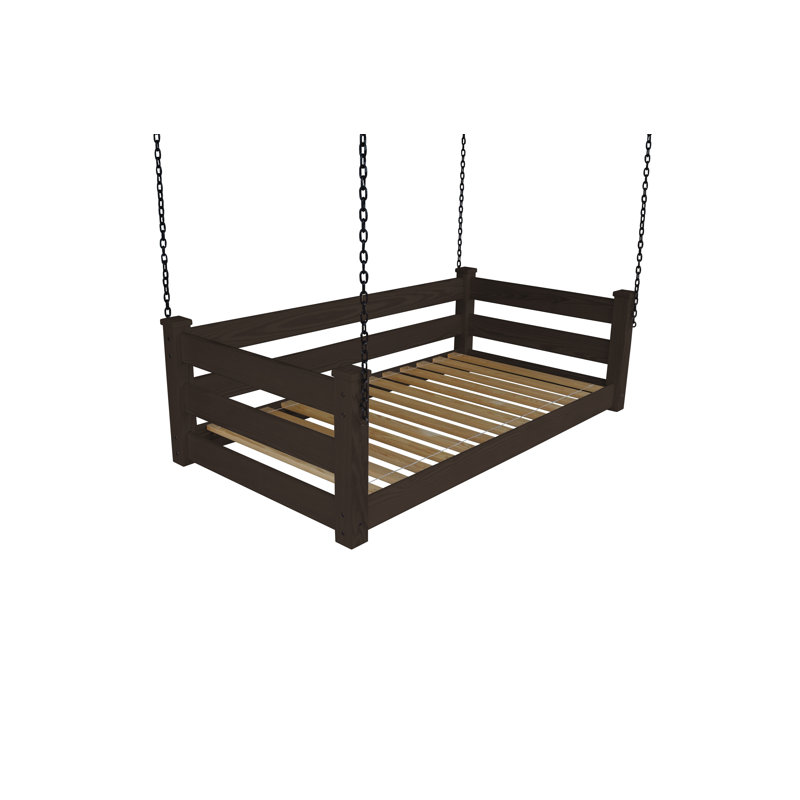 Adrow Solid Wood Hanging Daybed, Twin, Rich Tobacco Stain