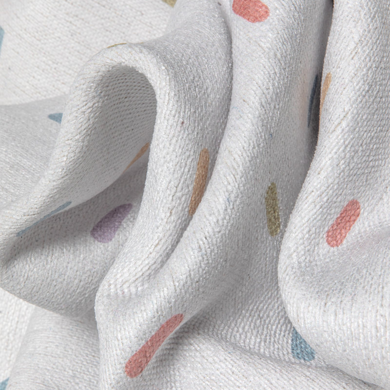 White and Multicolor Chenille Flat Woven Kids Rug, 6' x 9'