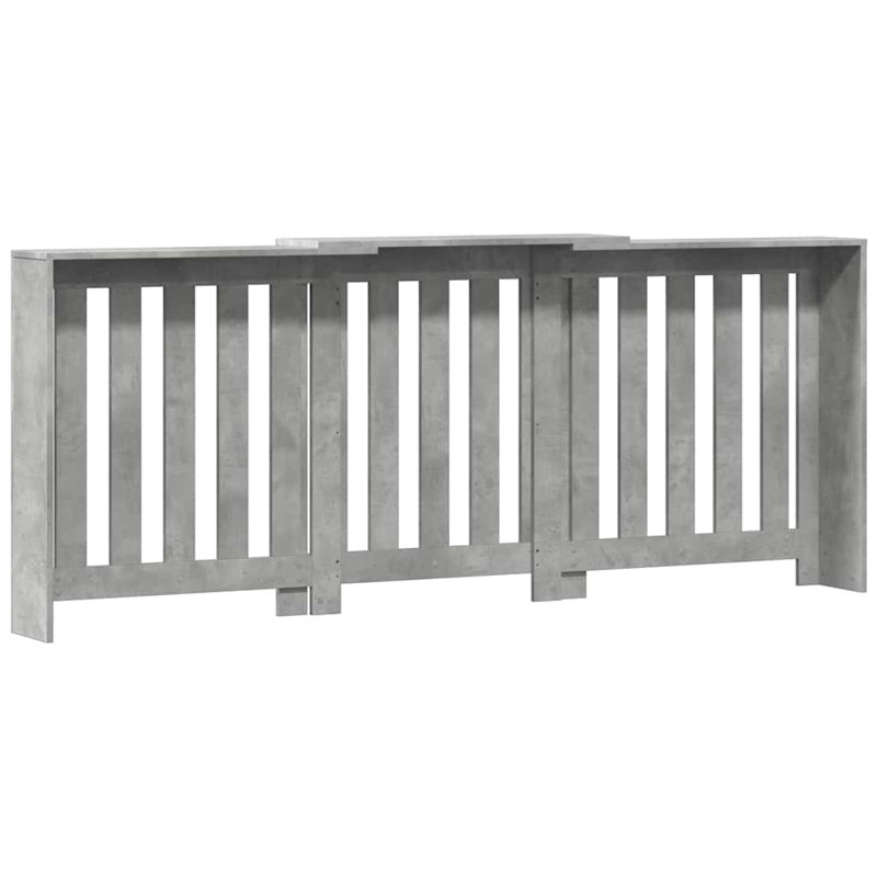 Large Radiator Cover, Concrete Grey, 205 x 21.5 x 83.5 cm, Vertical Slats