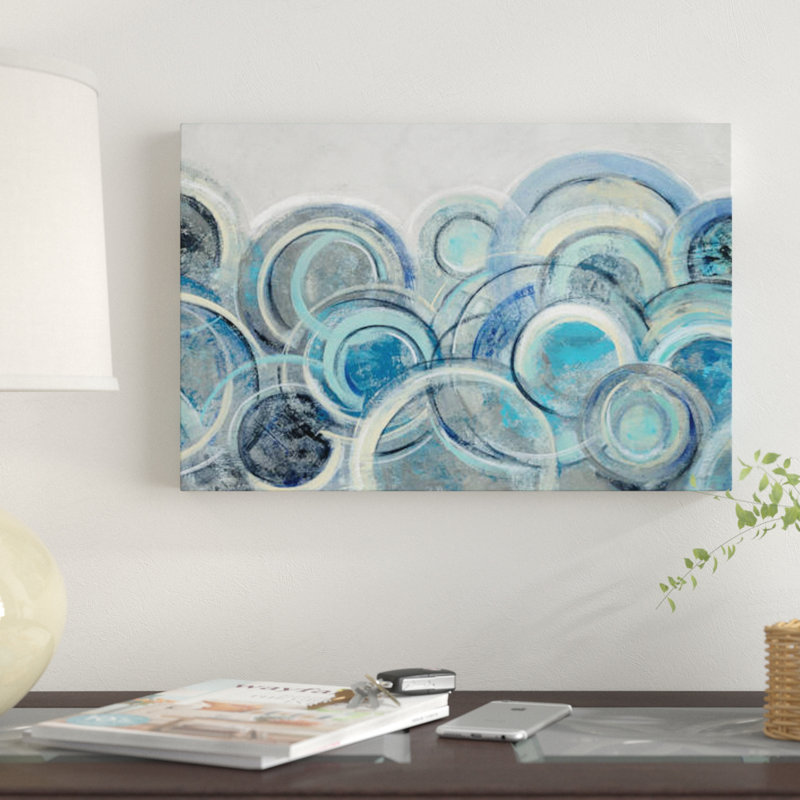 « variance blue grey » par silvia vassileva,, impression sur toile, H 12 po x l 18 po x P 1,5 po, Pas de tapis, Toile tendue