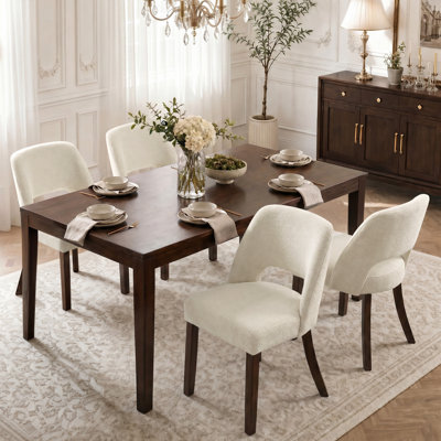 Upholstered Back Side Dining Chair with Solid Wood Legs