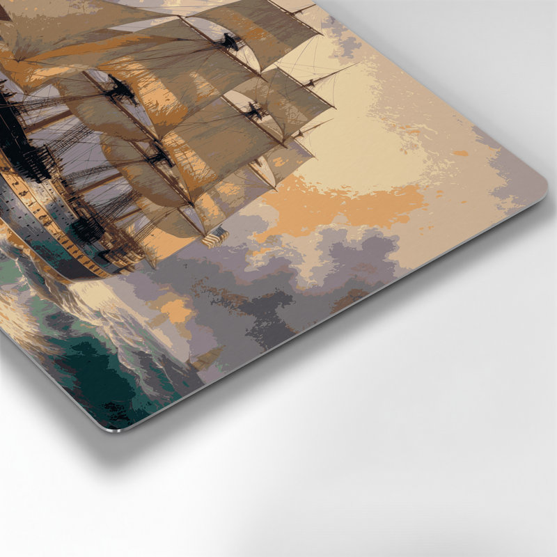 Art mural gris, "Nautical célèbre bateaux", H 16 po x l 20 po