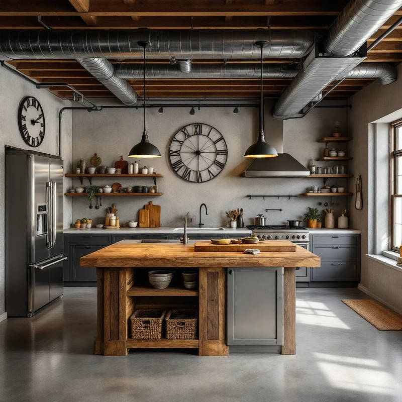 American solid wood open kitchen island