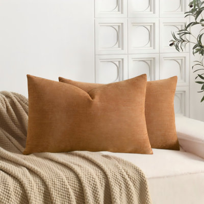 Housse de coussin en chenille flammée douce et texturée