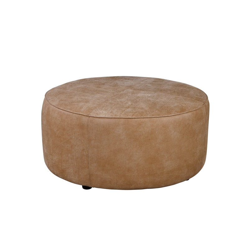 Repose-pieds rond en cuir véritable 37 po Murano, Cuir véritable Bistro Rustic