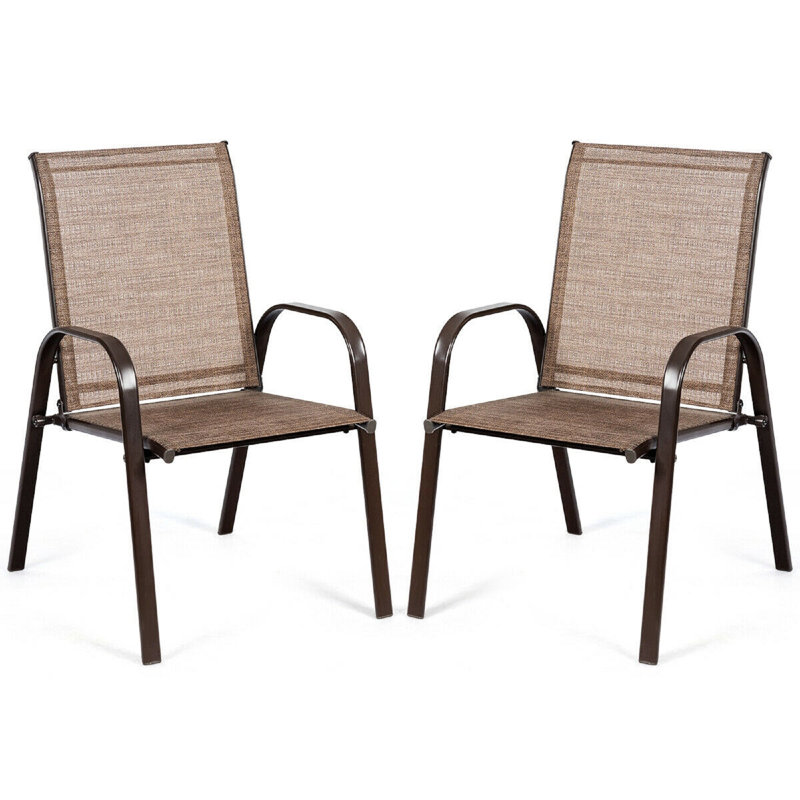 2 chaises de patio pour l'extérieur avec accoudoirs - gris, Marron