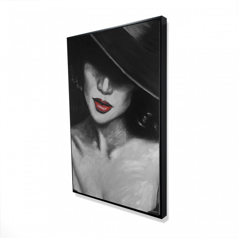 «Mysterious Red Lips Lady» sur toile, H 36 po x l 24 po