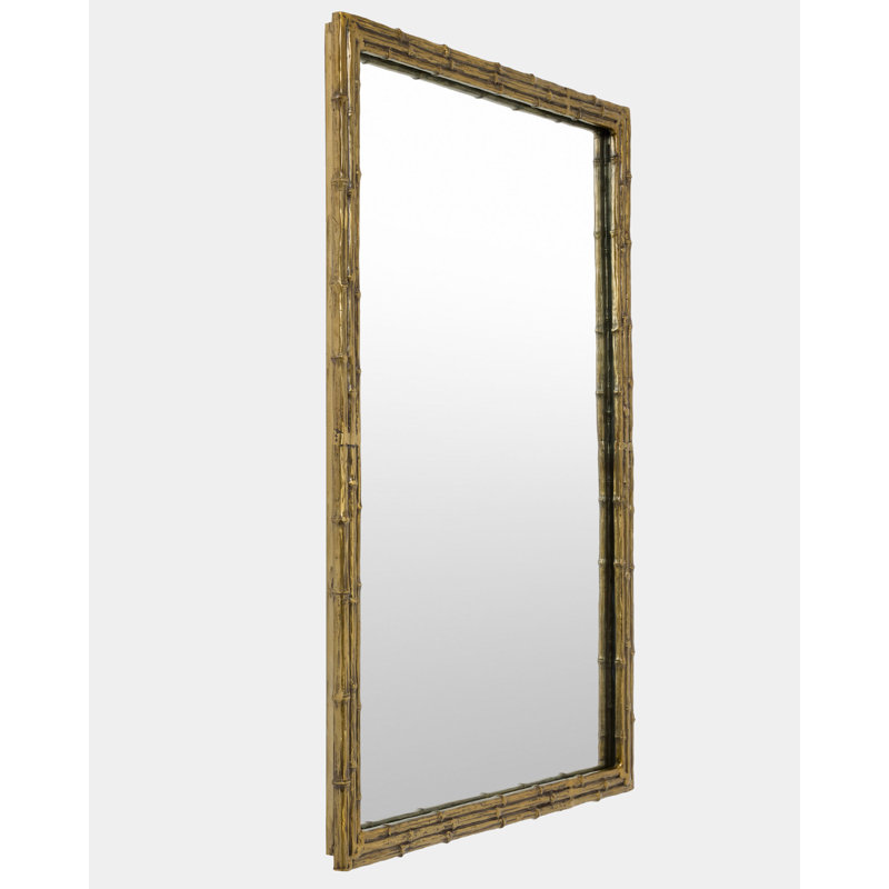 Miroir encadré en bambou - laiton
