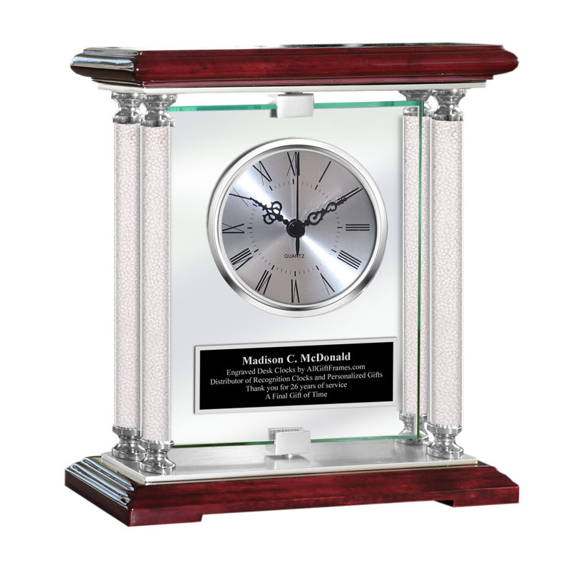 Horloge Engrave, Argenté / Noir