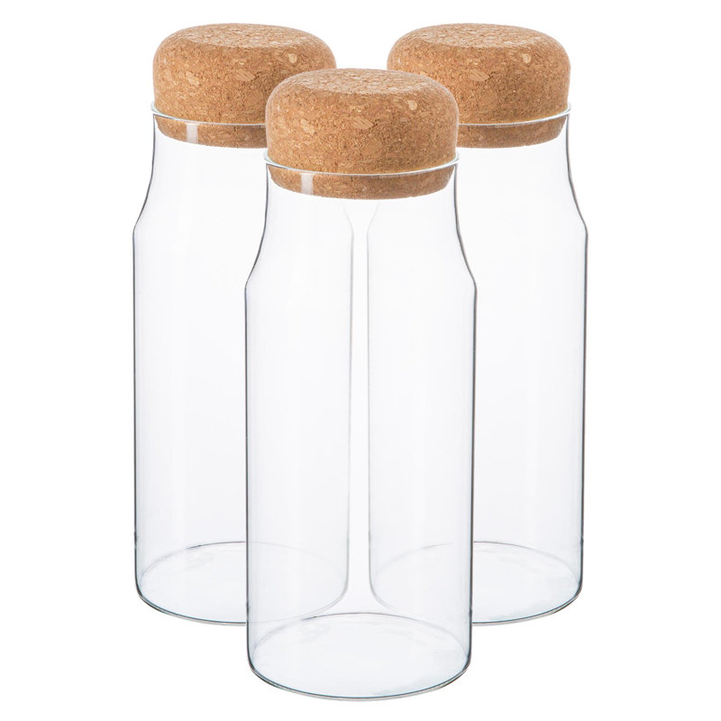Glass Canister - Set of 6, 21cm H x 8.5cm W x 8.5cm D