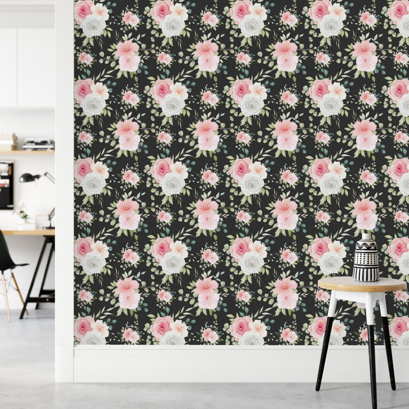 Panneau de papier peint adhésif L 10,4 pi x l 25 po Roses