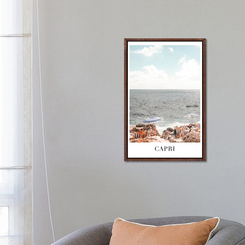 Capri Travel - Print on Canvas, Classic Brown Wood Framed, 66.04cm H x 45.72cm W x 3.81cm D