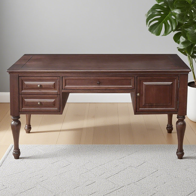 Bureau rustique en bois massif de style américain avec beaucoup de rangement, H 30,71 po x l 55,12 po x P 27,56 po