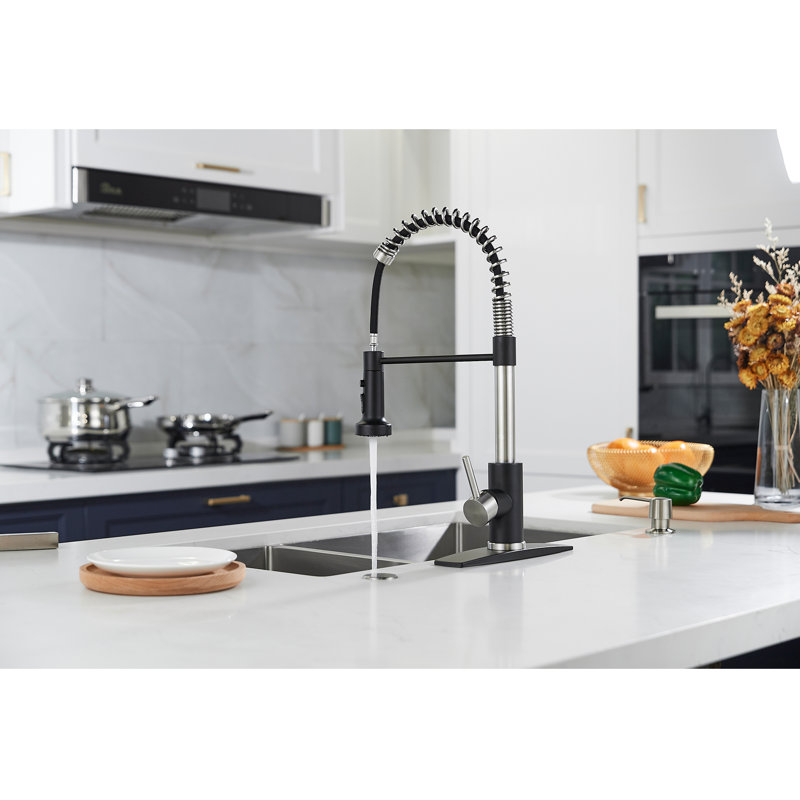 Blue Elephant Pull Down Kitchen Faucet, Black/Brushed