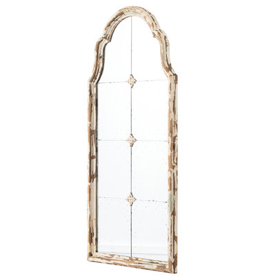 22" X 48" Wood Framed Cream & Gold Mirror For Living Room Decor Wall And Bedroom