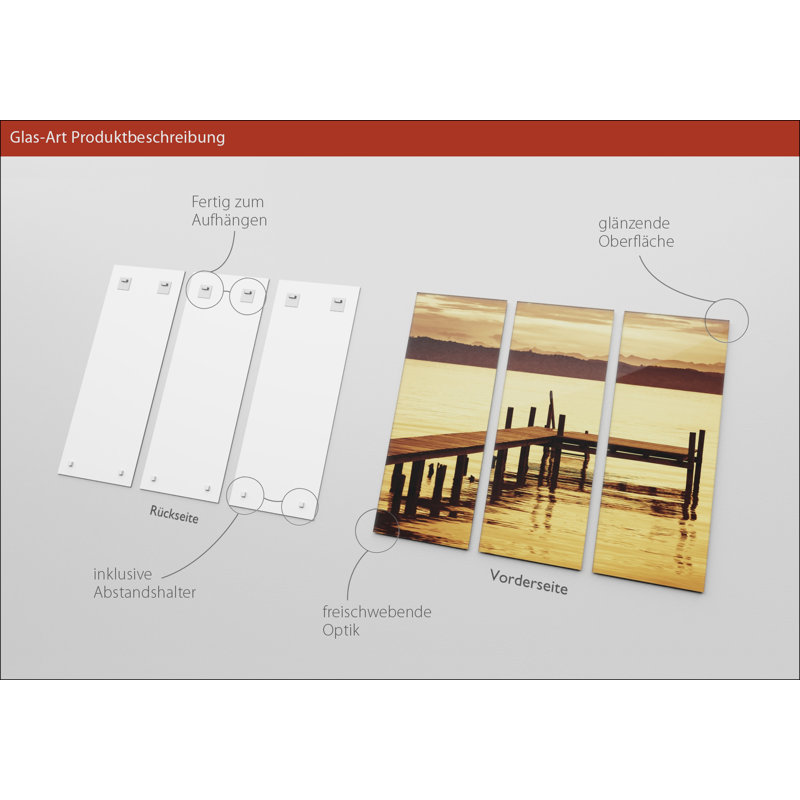 3 Piece No Frame Painting on Glass