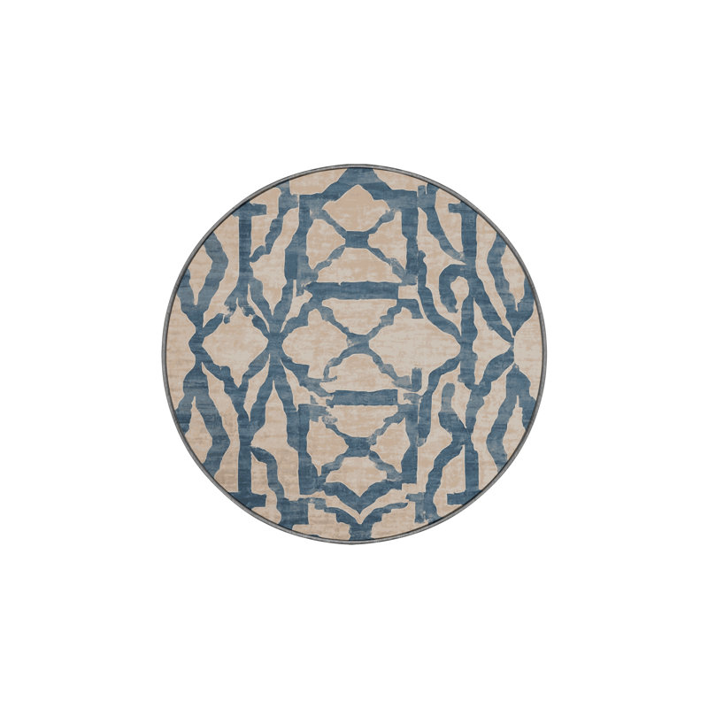 Machine Washable Gray Area Rug, Round 3'