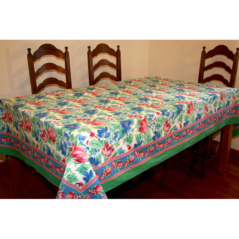 Floral Brush Tablecloth, 90" W x 60" L