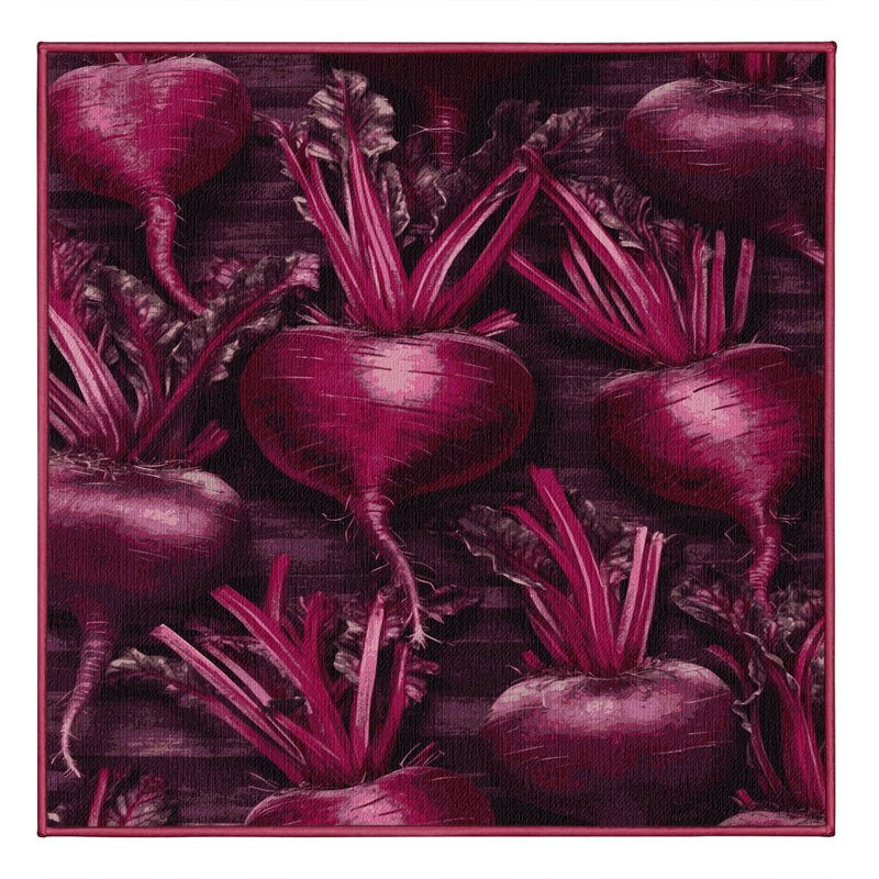 Washable Beetroot Vegetables Area Rug, Square 8'