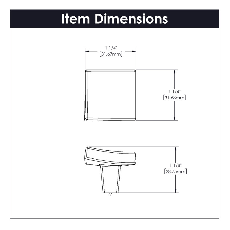 Flex Square Knob, Chrome