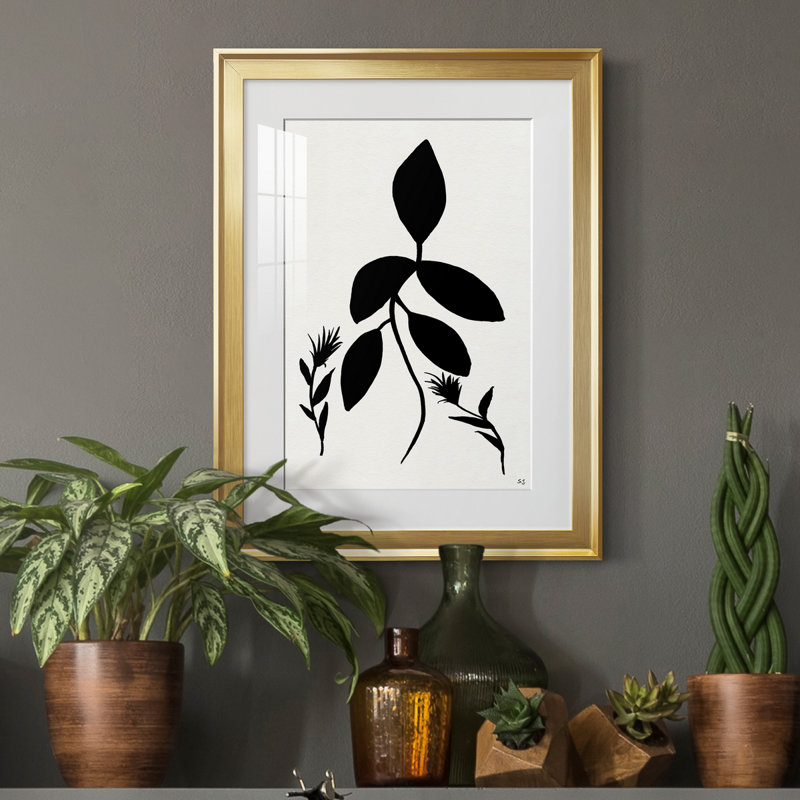 Silhouette Garden I - peinture encadrée, Papier encadré doré, H 22,5 po x l 30,5 po x P 1,5 po
