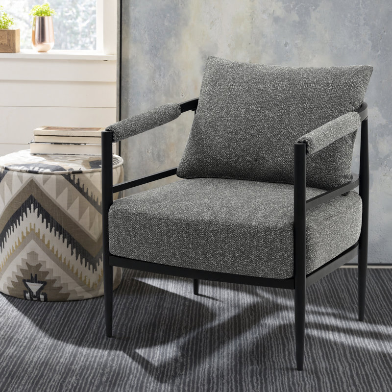 Modern Curved-back Accent Chair With High-density Foam Cushion– Upholstered Armchair For Living Room, Office, Or Lounge, Gray