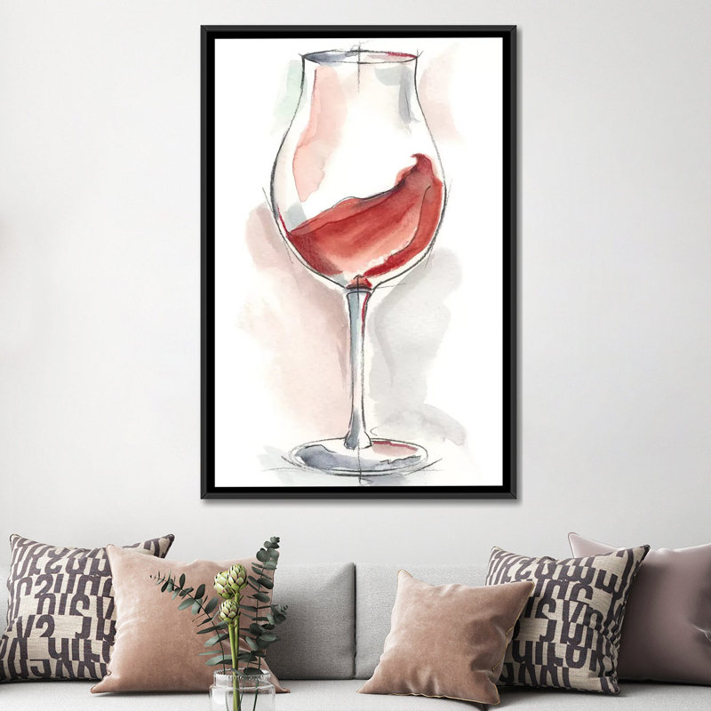 " Wine Glass Study III " by Ethan Harper, 26" H x 18" W x 1.5" D, Black Framed Canvas, No Mat