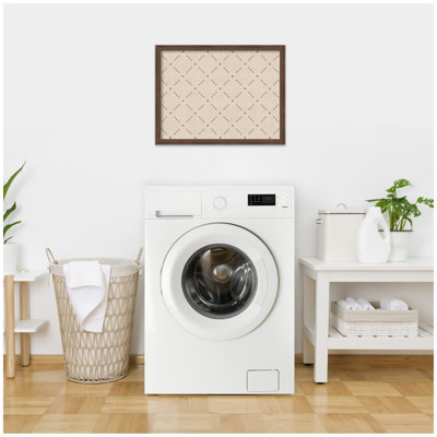 Kate and Laurel Framed Fabric Pinboard Green Lattice Pattern Printed Linen Casual Bulletin Board for Use as a Vision Board or Wall Organization