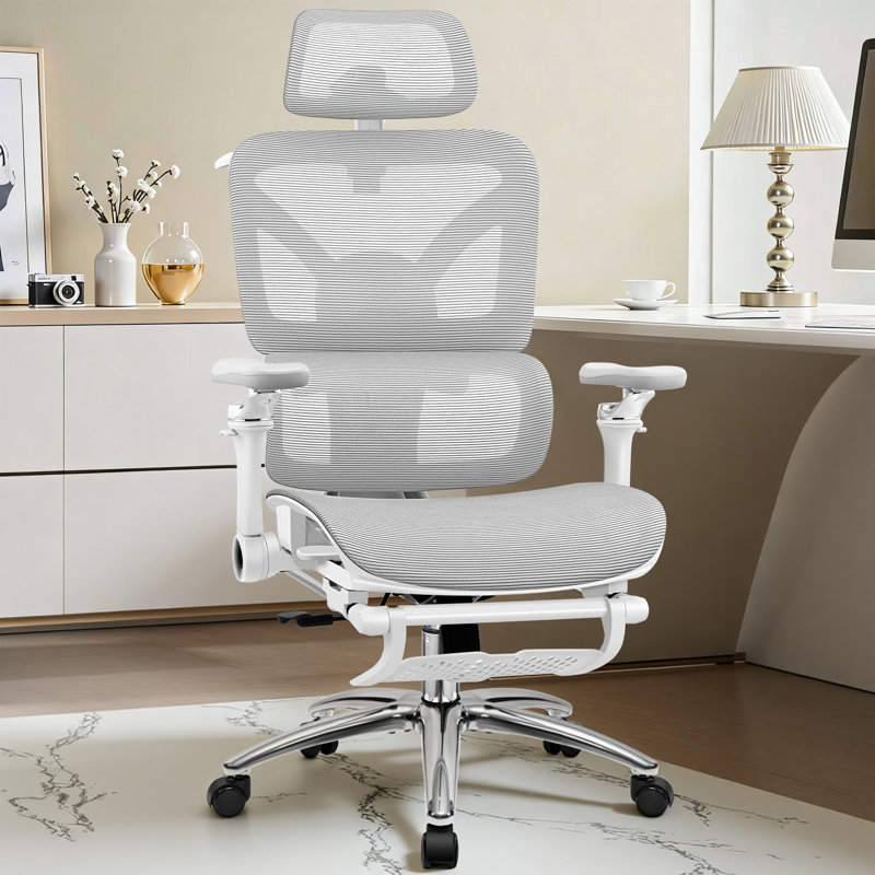 Chaise de travail ergonomique et confortable Comfy, Gris clair, Amélioré