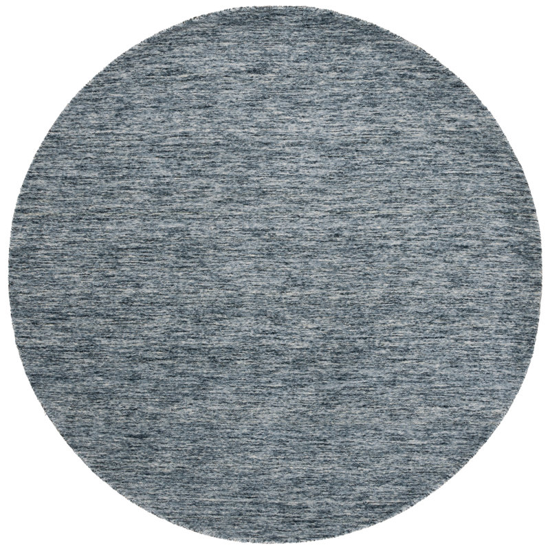 Furness Handloomed Wool Cotton Rug in Navy/Gray, Round 6'