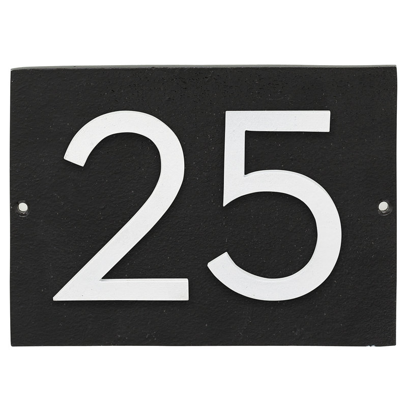 Plaque d’adresse murale sur 1 ligne flottante, Noir, Blanc, Oui