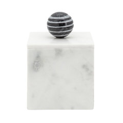  KhanImports Decorative White Marble Box, Stone Box with Lid -  Rectangular, 5 Inch : Home & Kitchen