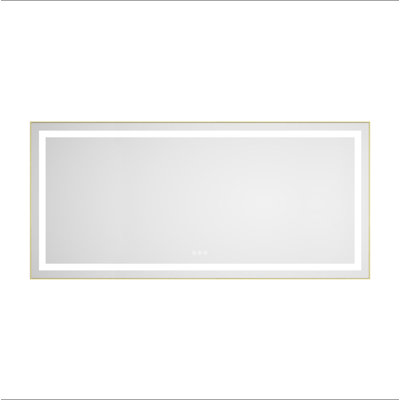 Miroir de salle de bain à DEL avec façade et rétroéclairage, miroir de meuble-lavabo mural avec cadre en aluminium, antibuée, mémoire, 3 couleurs, gradation continue