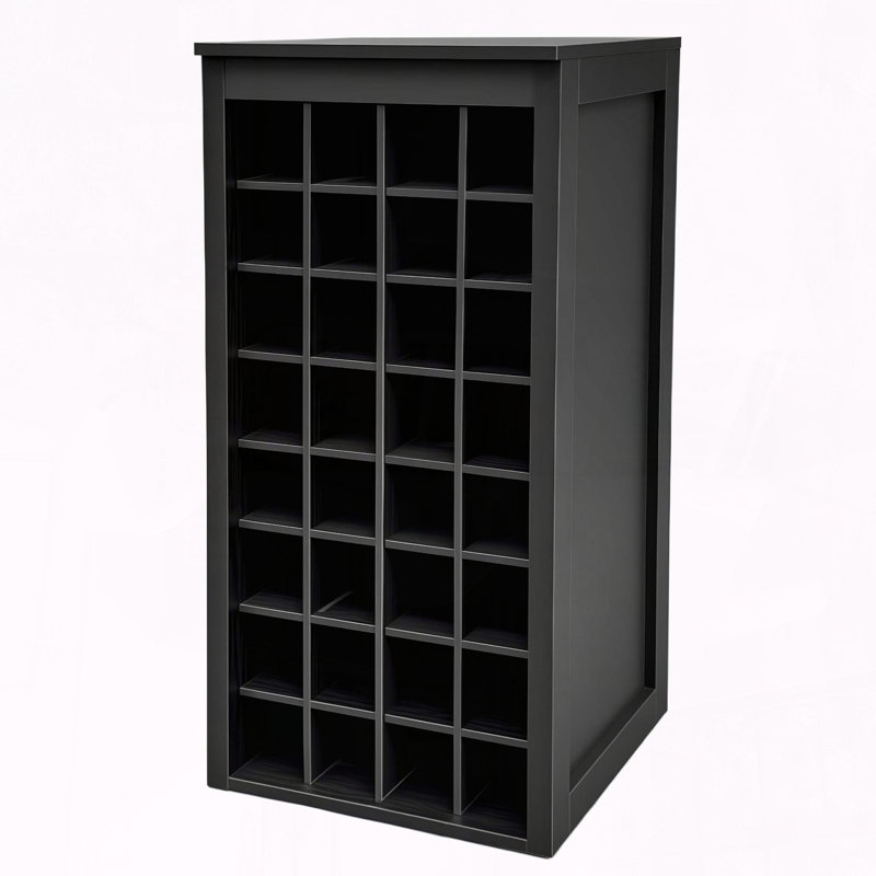 Modular 32 Bottle Wine Cabinet in Black, 35.43" H x 19.59" W x 17.8" D, Black