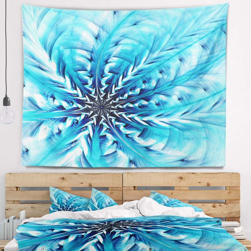 Tapisserie de fleur abstraite à motif floral bleu light, H 68 po x l 80 po